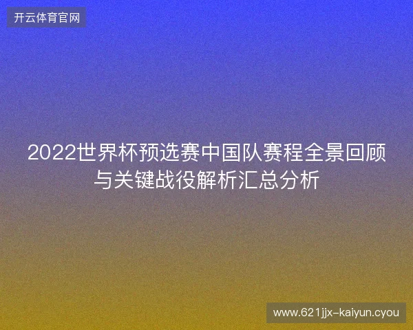 2022世界杯预选赛中国队赛程全景回顾与关键战役解析汇总分析